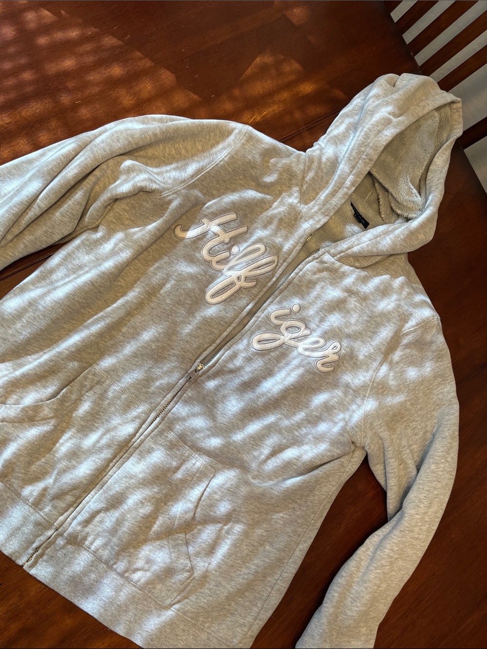 Tommy Hilfiger light grey heather sweatshirt zip hoodie fleece lined